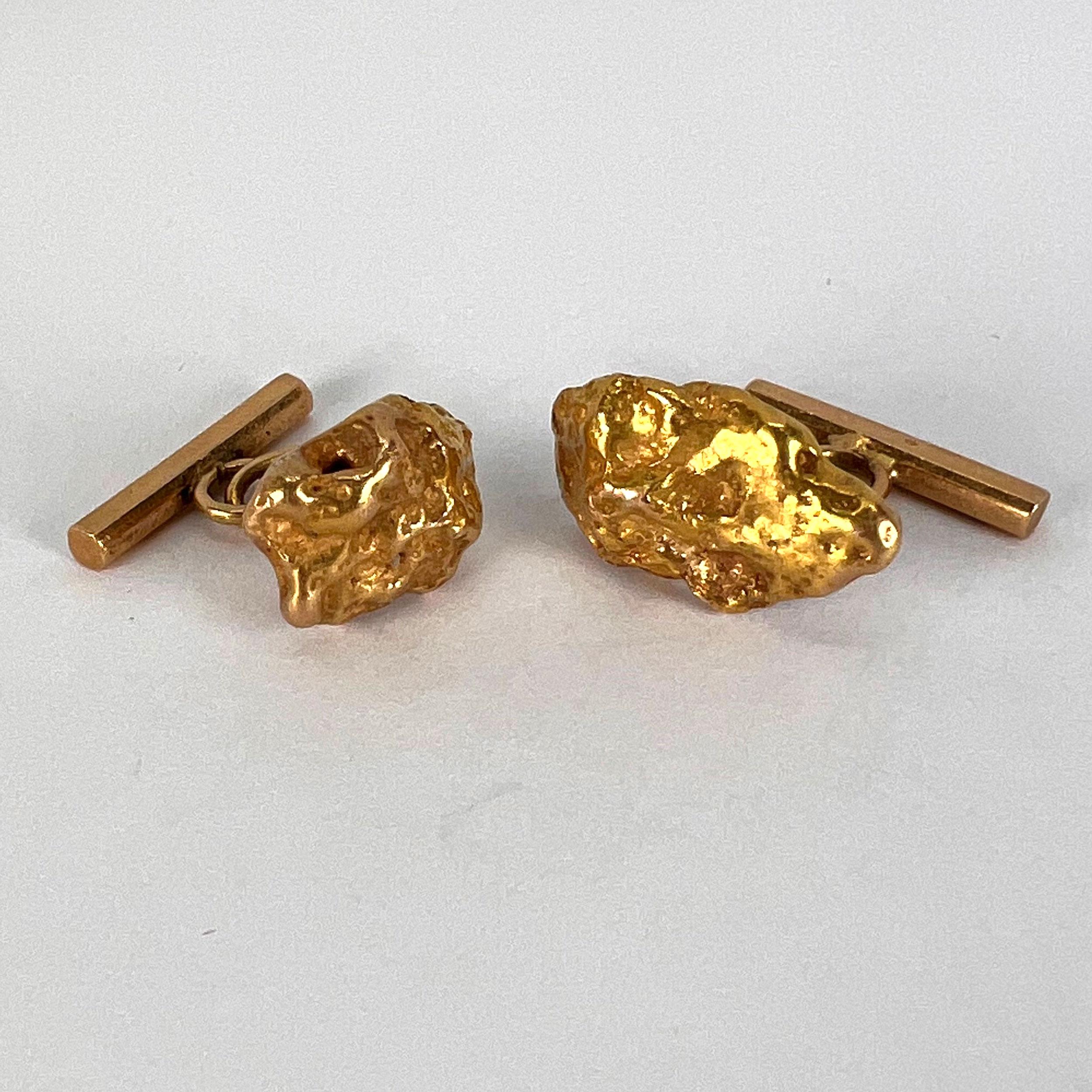 Natural Gold Nugget 18K Yellow Gold Cufflinks 4
