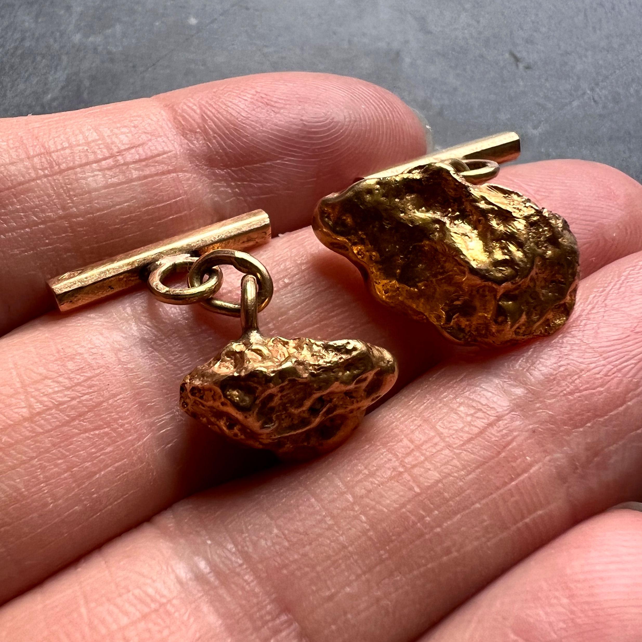 Natural Gold Nugget 18K Yellow Gold Cufflinks For Sale at 1stDibs