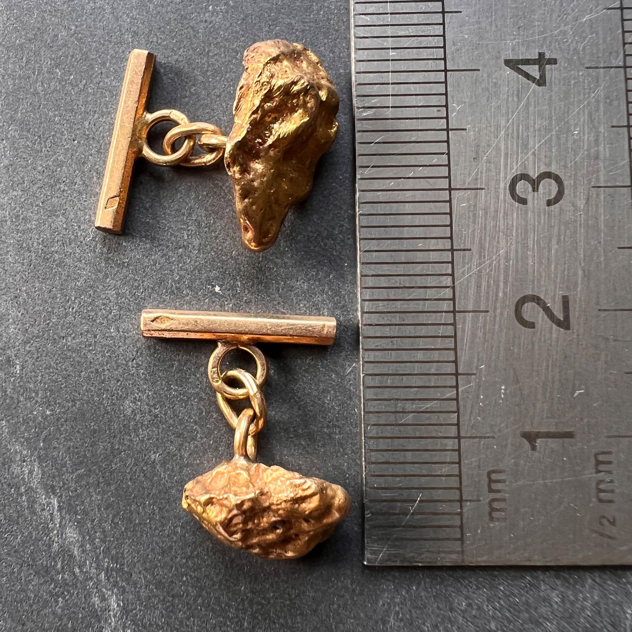 Natural Gold Nugget 18K Yellow Gold Cufflinks In Good Condition In London, GB