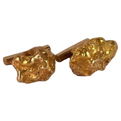 Vintage Natural Gold Nugget 18K Yellow Gold Cufflinks