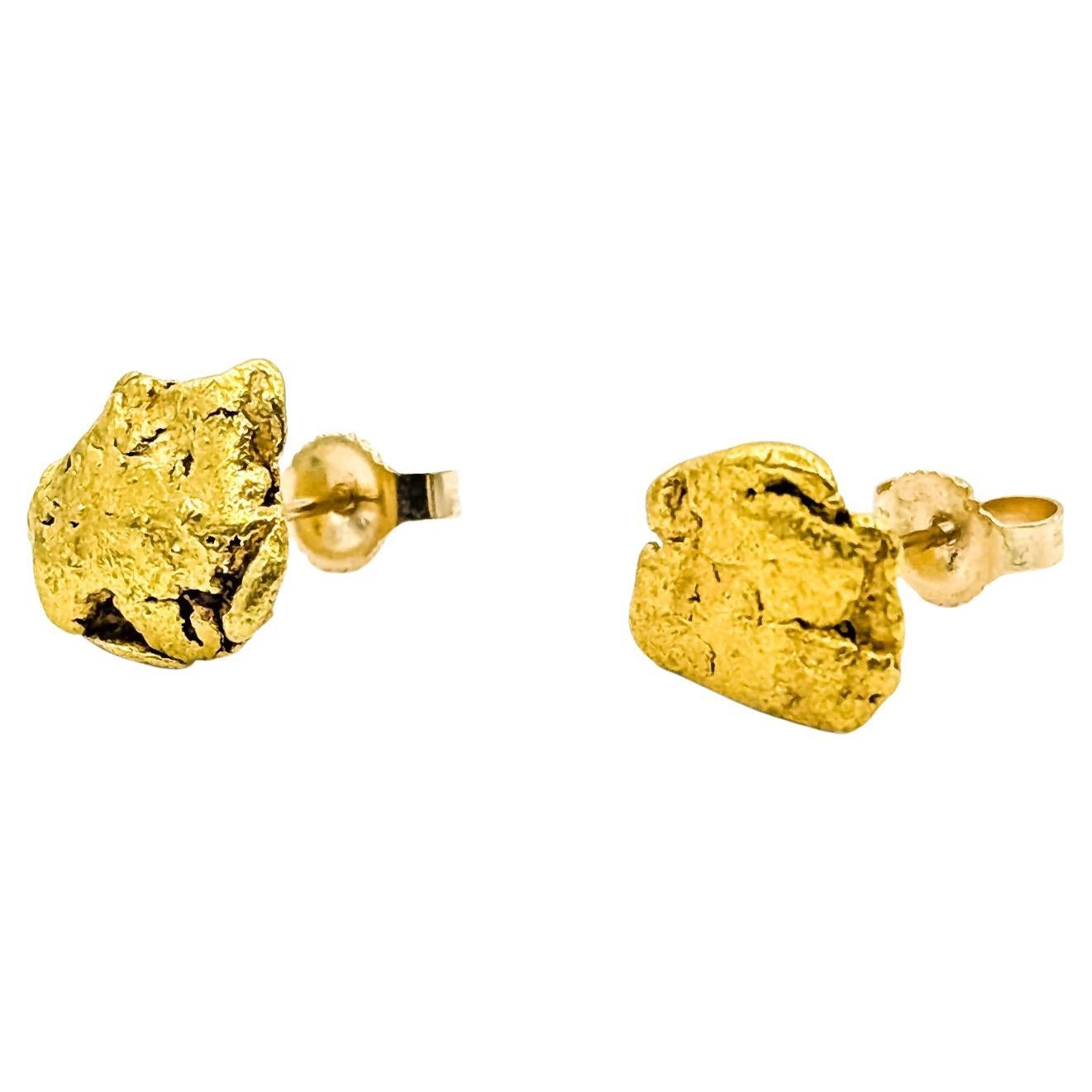 Orecchini con pepite d'oro naturale in 14 e 22 carati