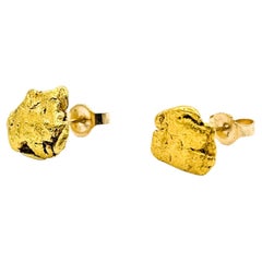 Orecchini con pepite d'oro naturale in 14 e 22 carati
