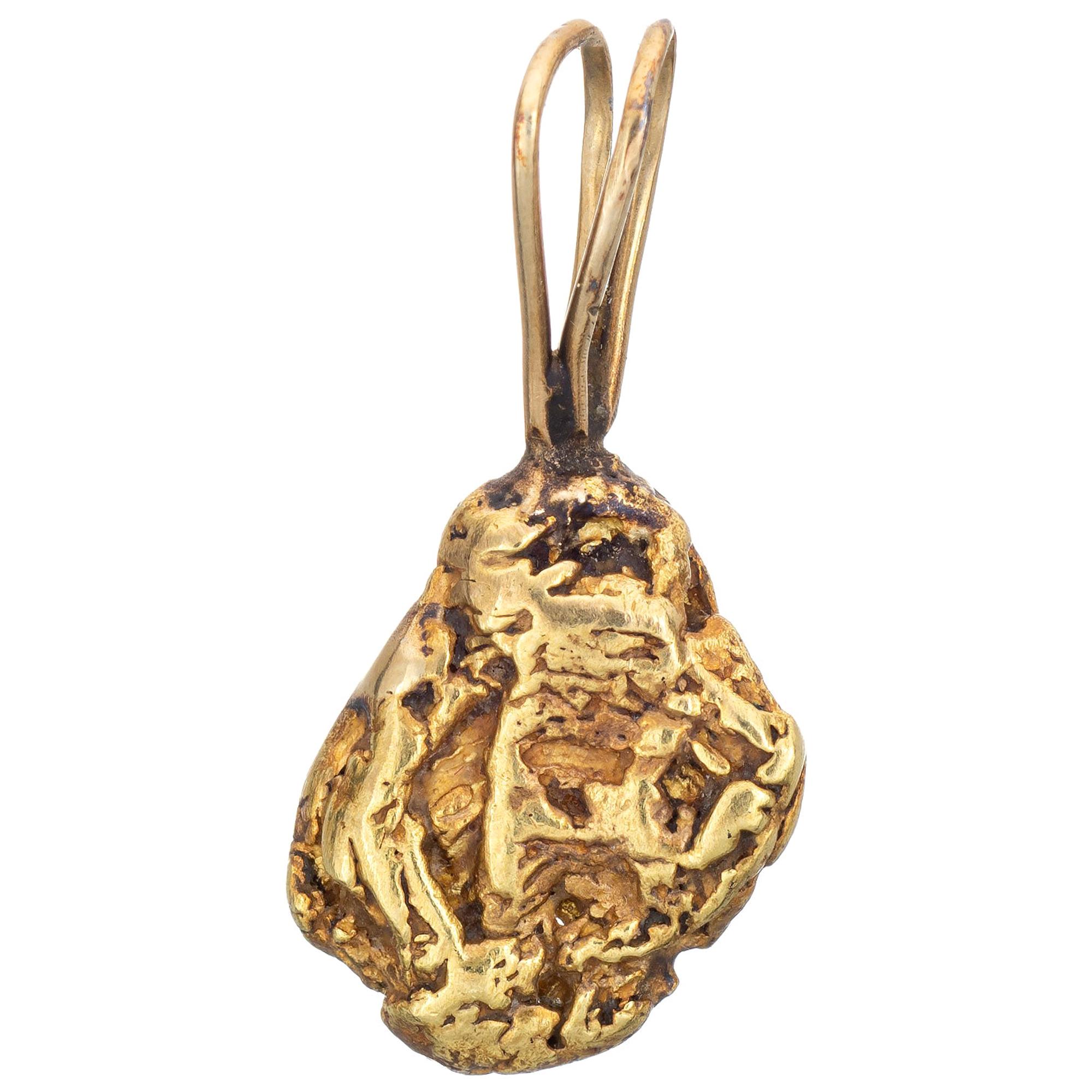 Natural Gold Nugget Pendant 22k to 24k Organic Vintage Charm Jewelry 14k Jewelry