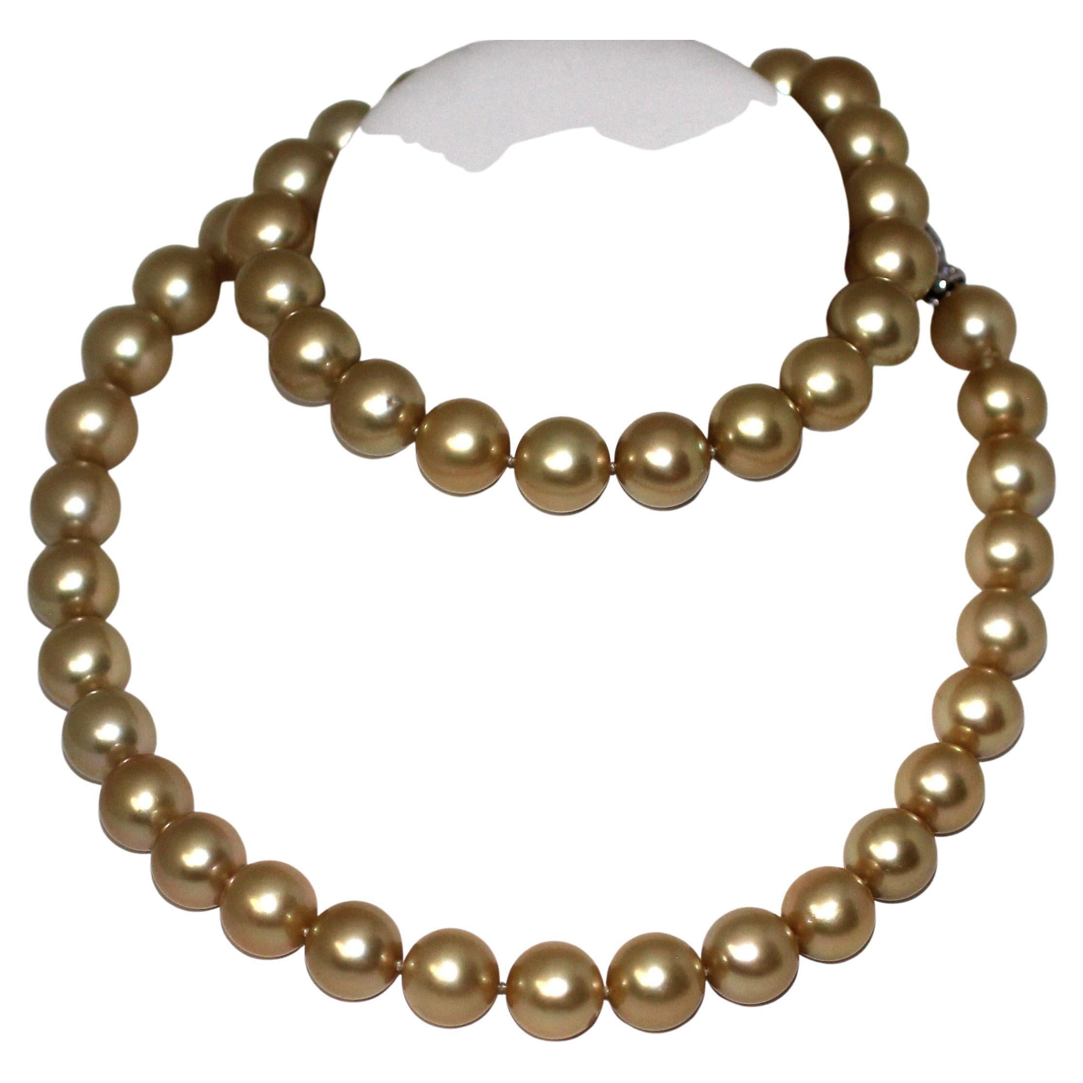 Hakimoto 13x15 mm Natürliche goldene Südseeperlen-Halskette 31 lang (Zeitgenössisch) im Angebot