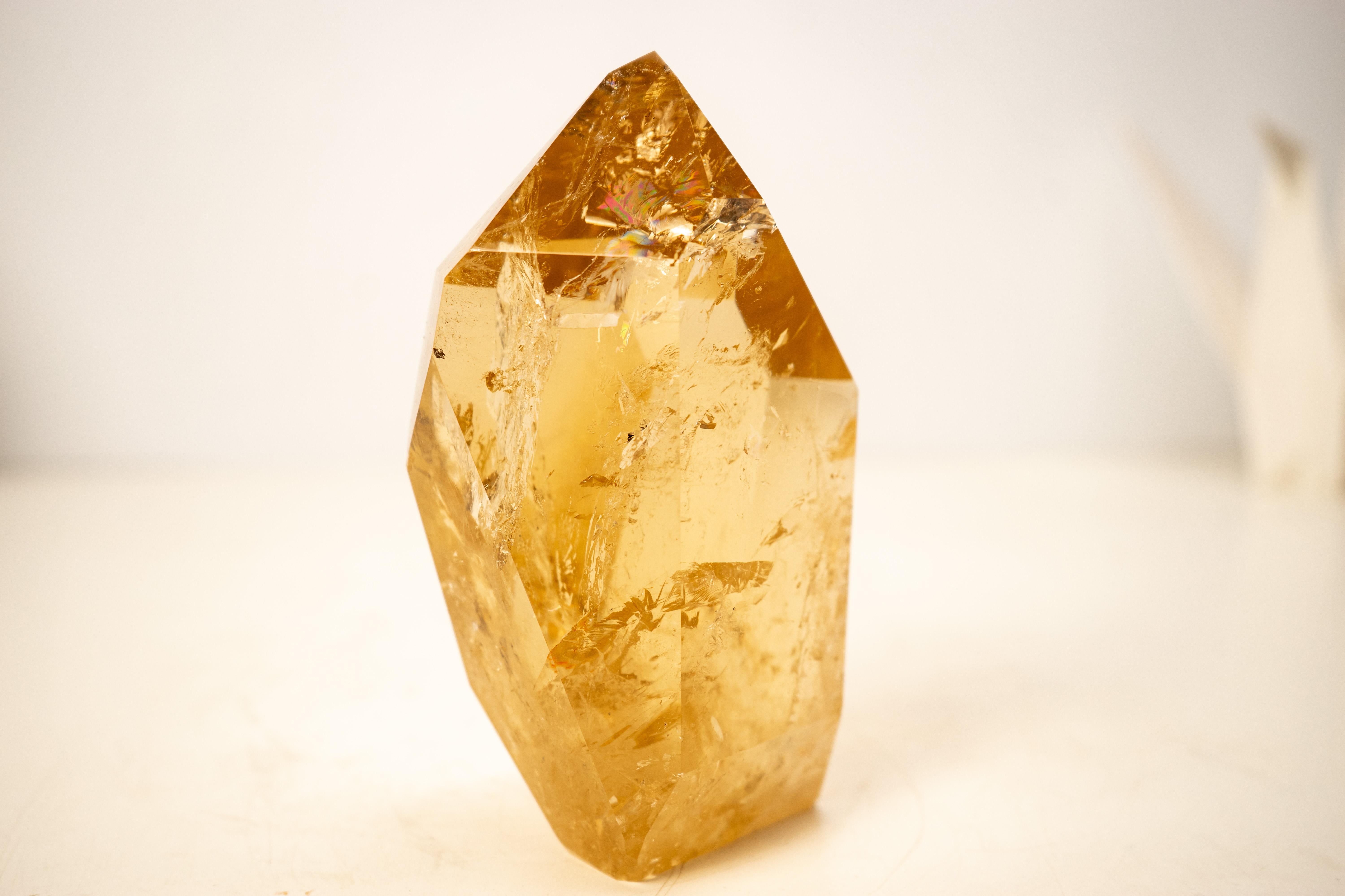 Brazilian Natural Golden Honey Citrine Crystal Point For Sale