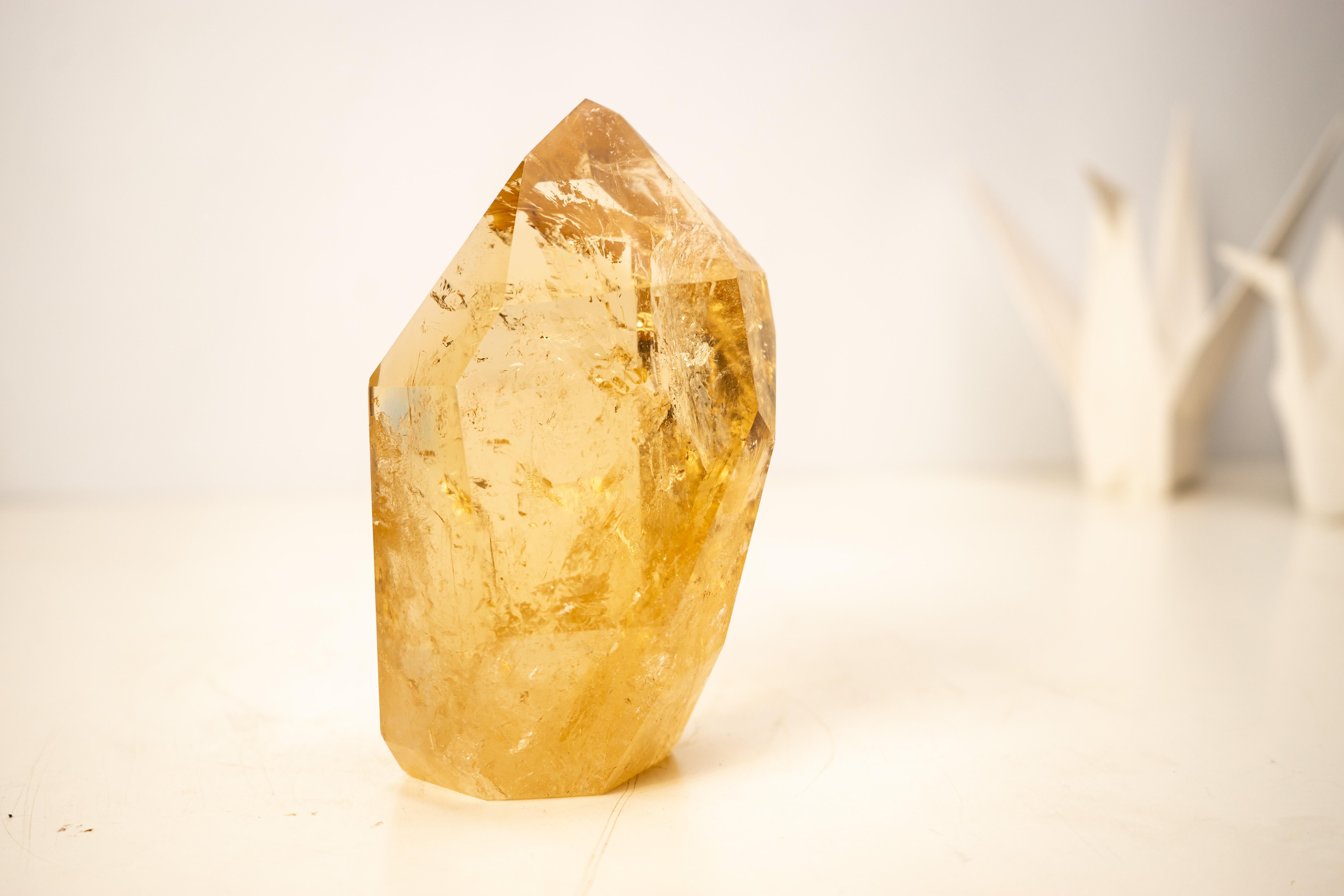 Contemporary Natural Golden Honey Citrine Crystal Point For Sale