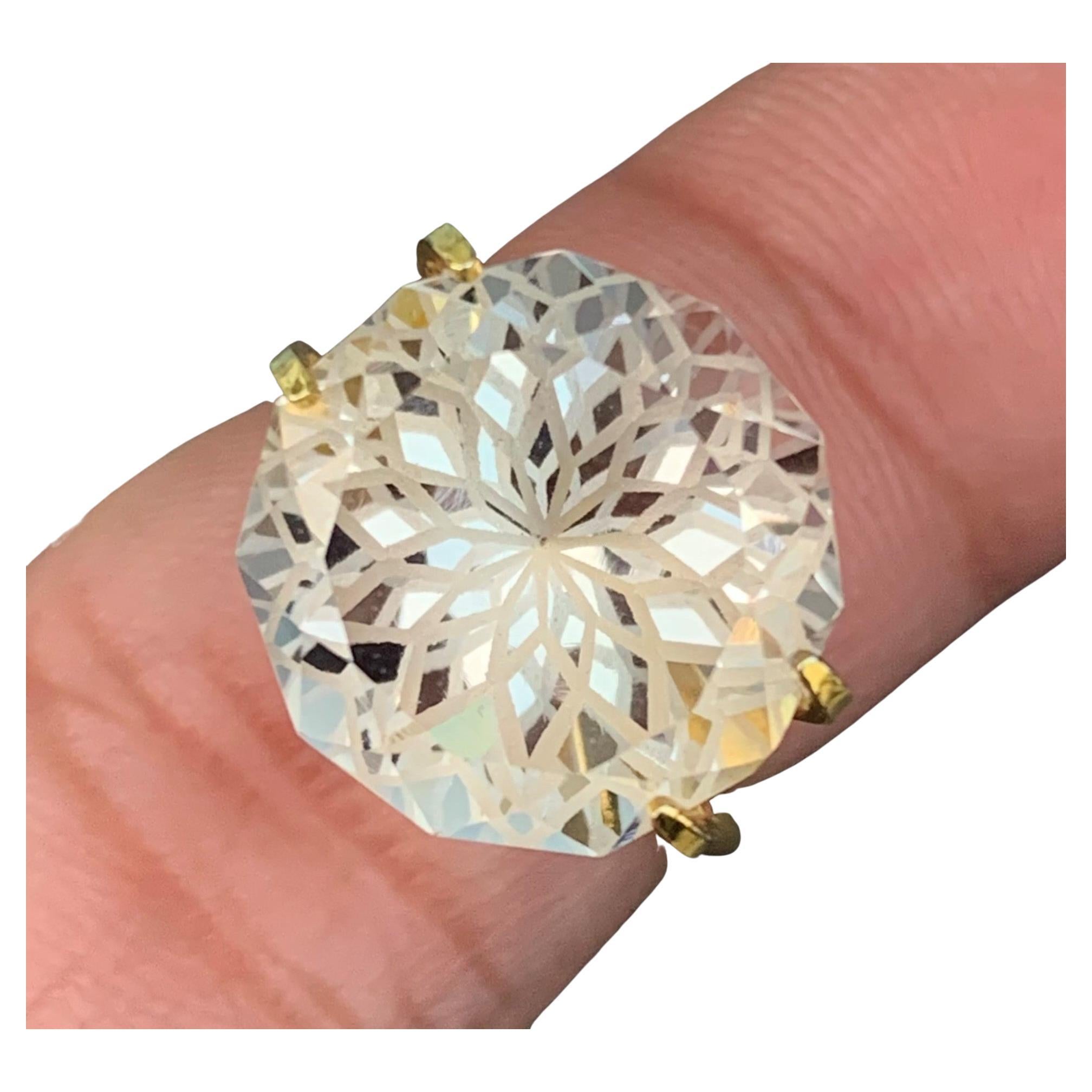 Natural Golden Loose Flower Cut Topaz 13.25 Carat For Jewelry Making
