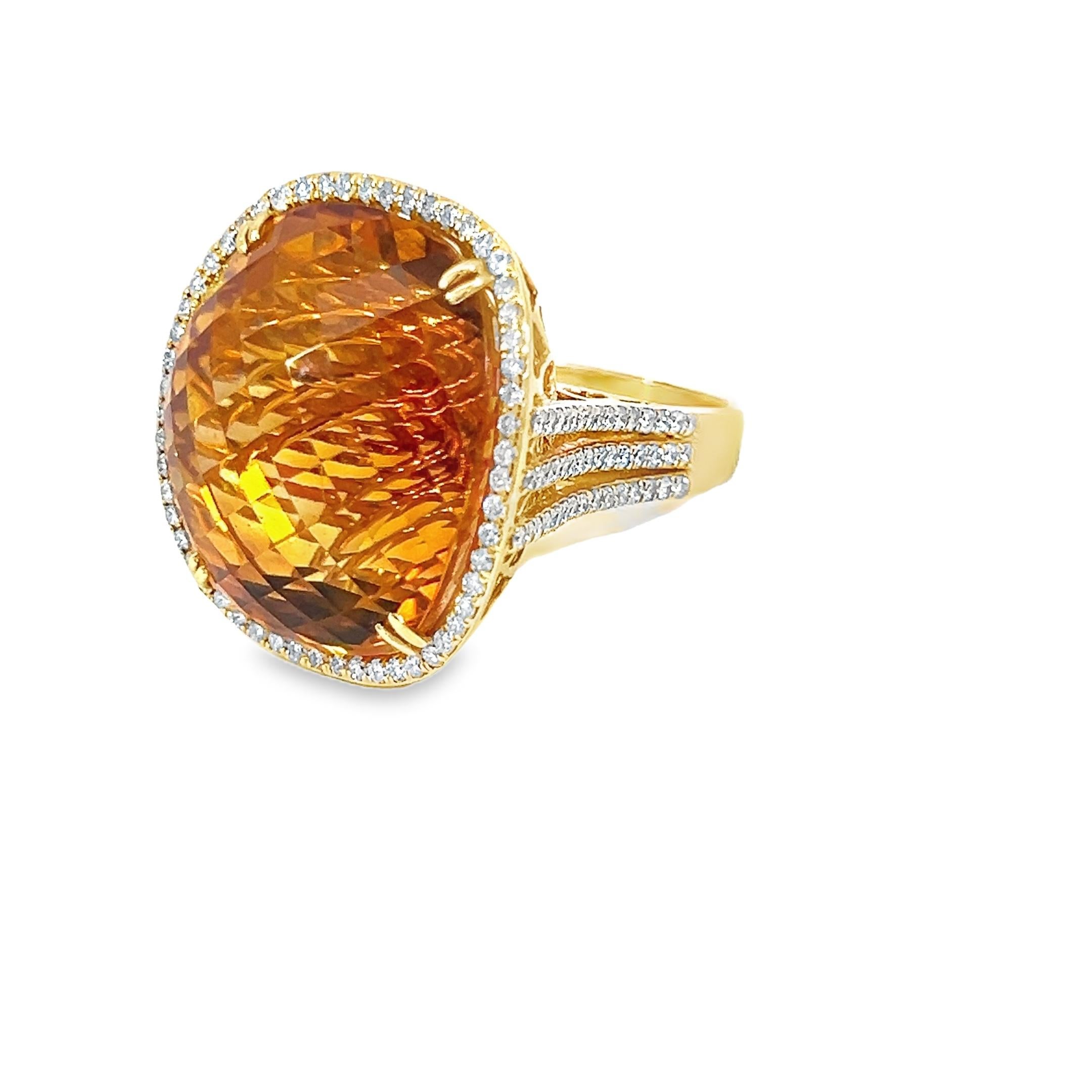 Ring mit natürlichem goldenem Topas und Diamant im Angebot 4