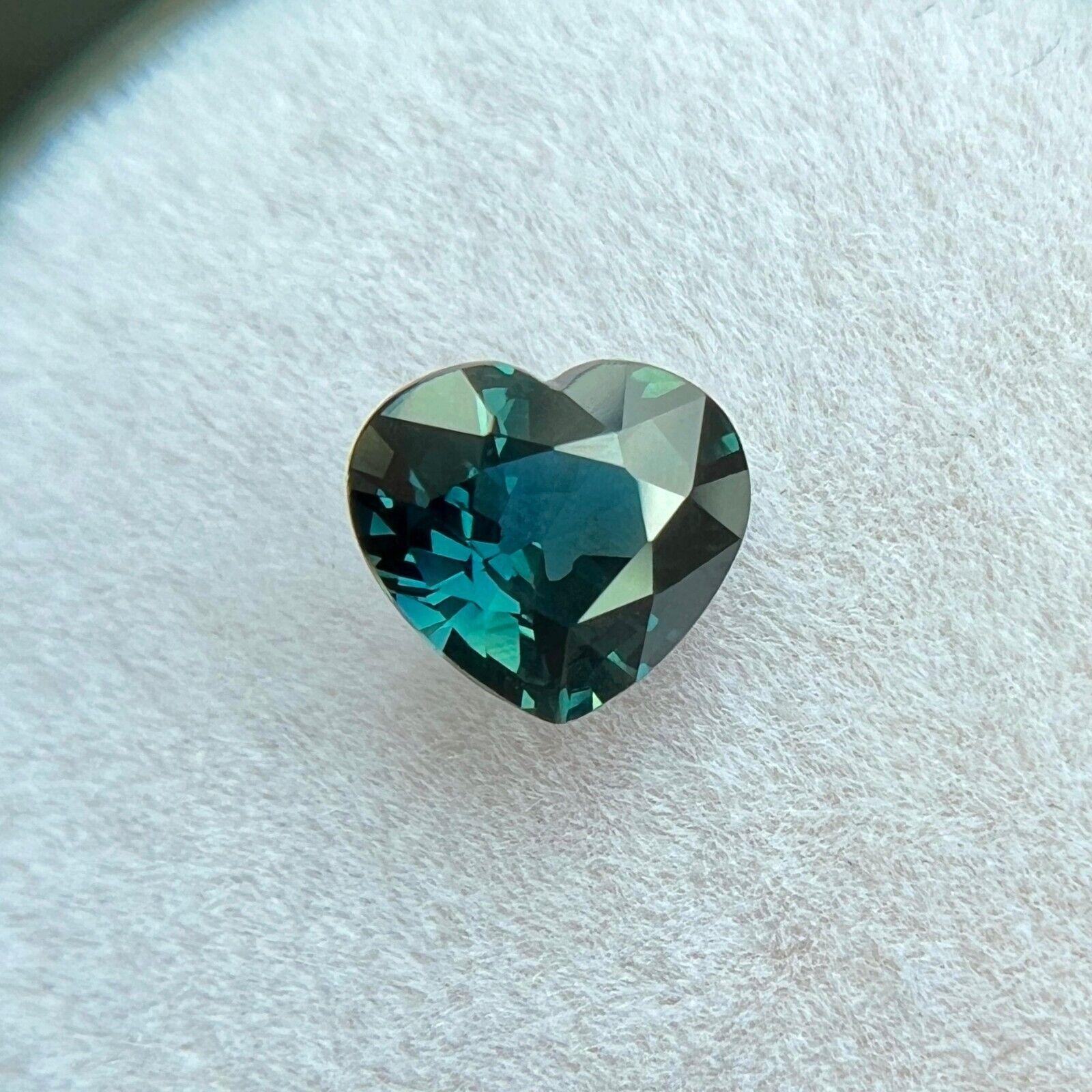 Natural Gra Certified 1.06Ct Teal Blue Sapphire Untreated Heart Cut 6.3X5.7Mm If In New Condition For Sale In Birmingham, GB