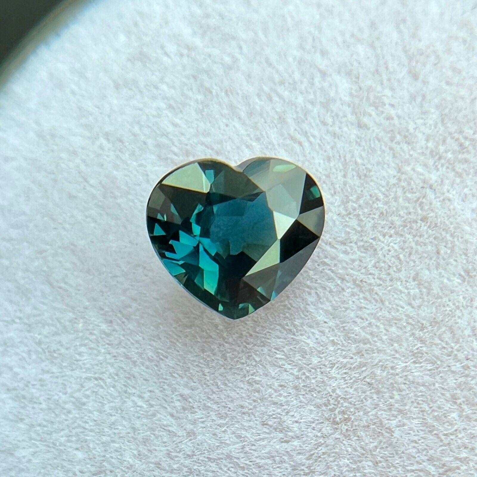 Women's or Men's Natural Gra Certified 1.06Ct Teal Blue Sapphire Untreated Heart Cut 6.3X5.7Mm If For Sale