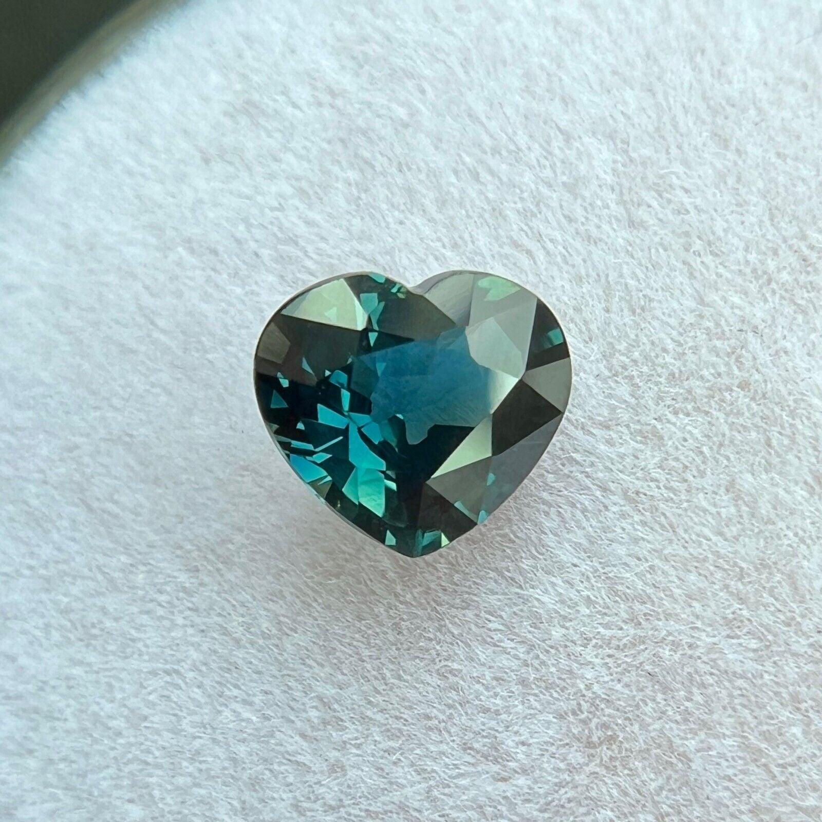 Natural Gra Certified 1.06Ct Teal Blue Sapphire Untreated Heart Cut 6.3X5.7Mm If For Sale 1