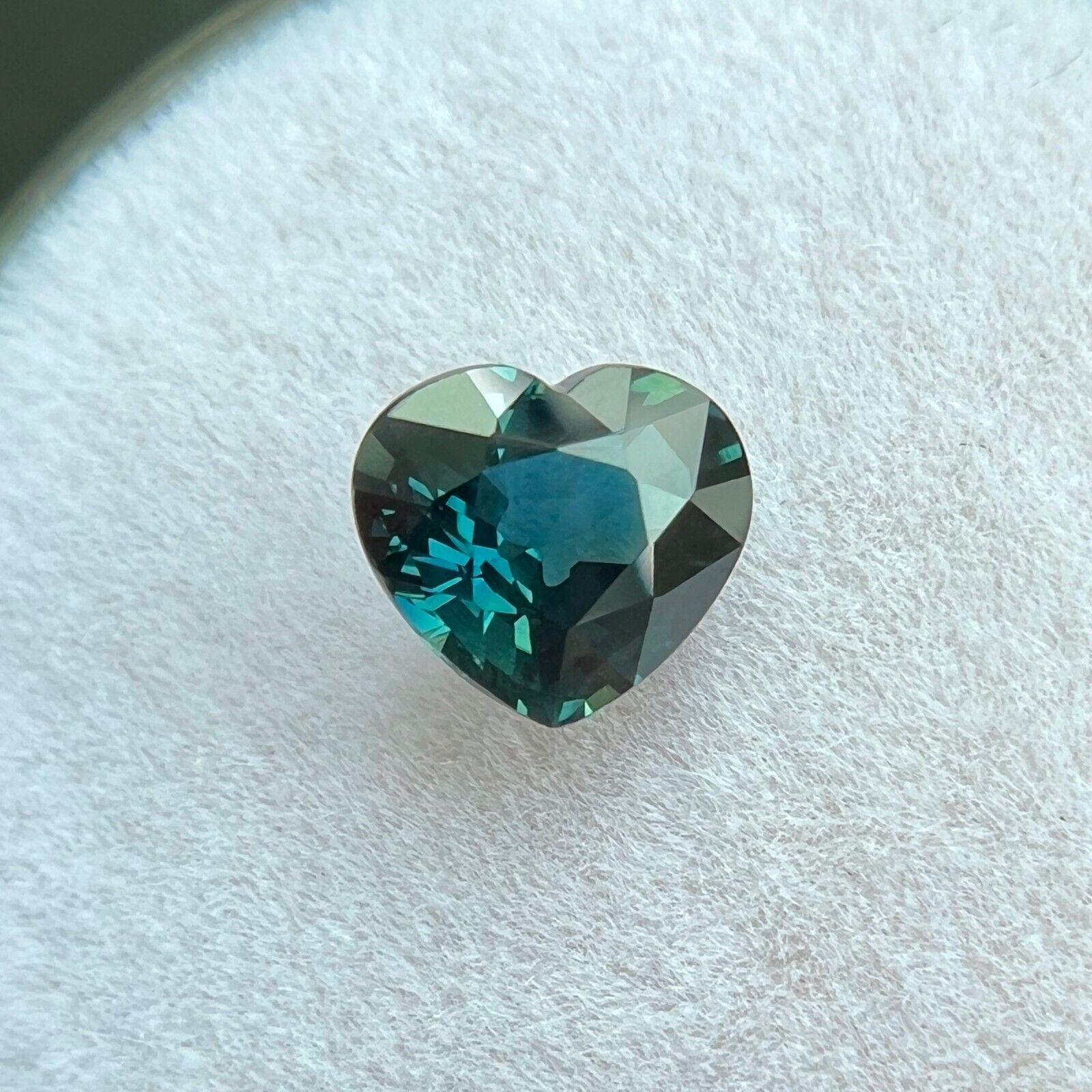 Natural Gra Certified 1.06Ct Teal Blue Sapphire Untreated Heart Cut 6.3X5.7Mm If For Sale 2
