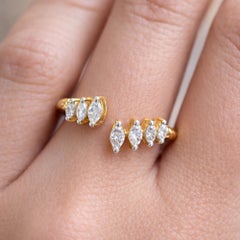Natural Graduated Diamond Open Band Ring 18k Yellow Gold