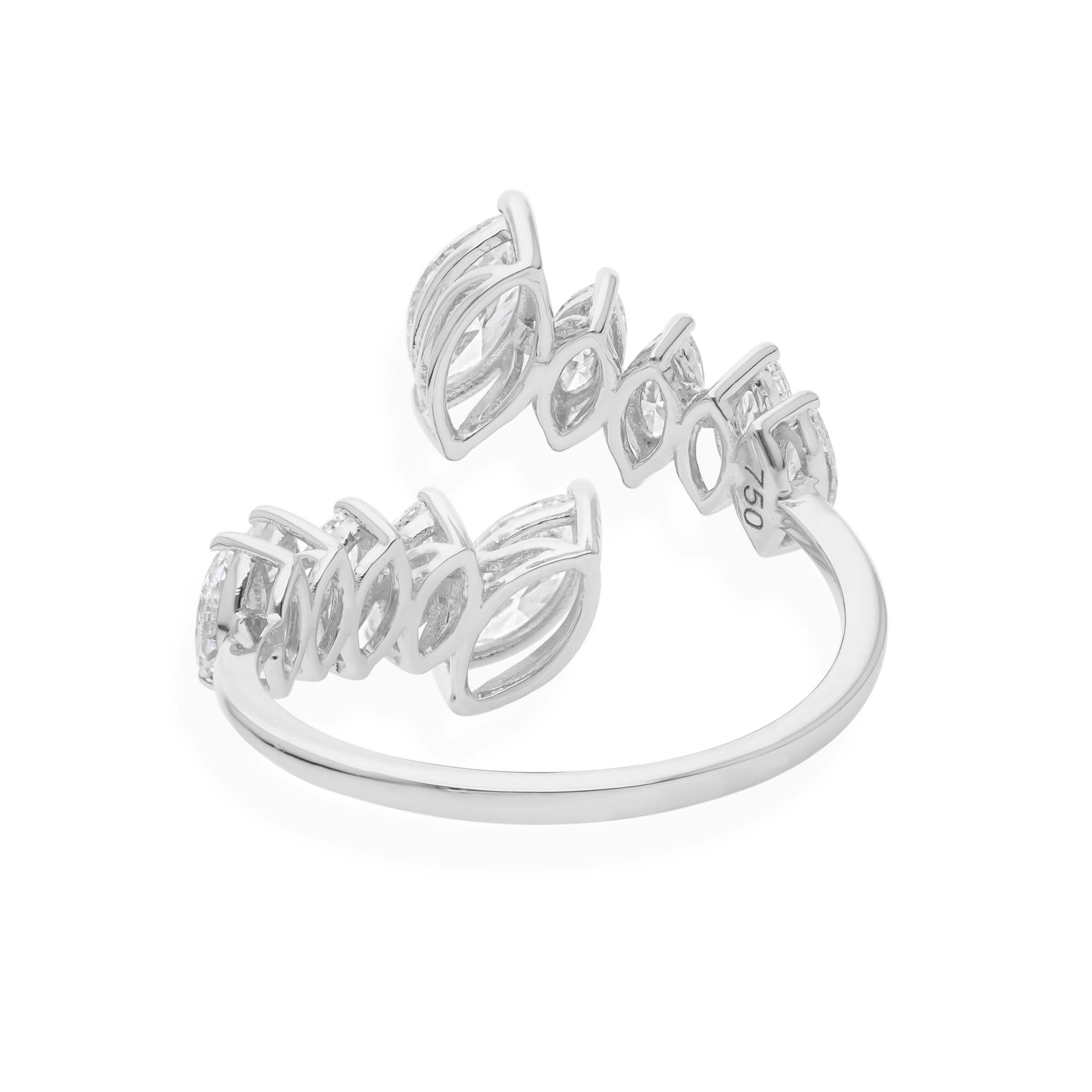For Sale:  Spectrum Jewels Marquise Natural SI/H 1.3 Ct Diamond 18K White Gold Open Ring 4