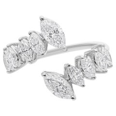 Spectrum Jewels Marquise Natural SI/H 1.3 Ct Diamond 18K White Gold Open Ring Spectrum Jewels Marquise Natural SI/H 1.3 Ct Diamond 18K White Gold Open Ring