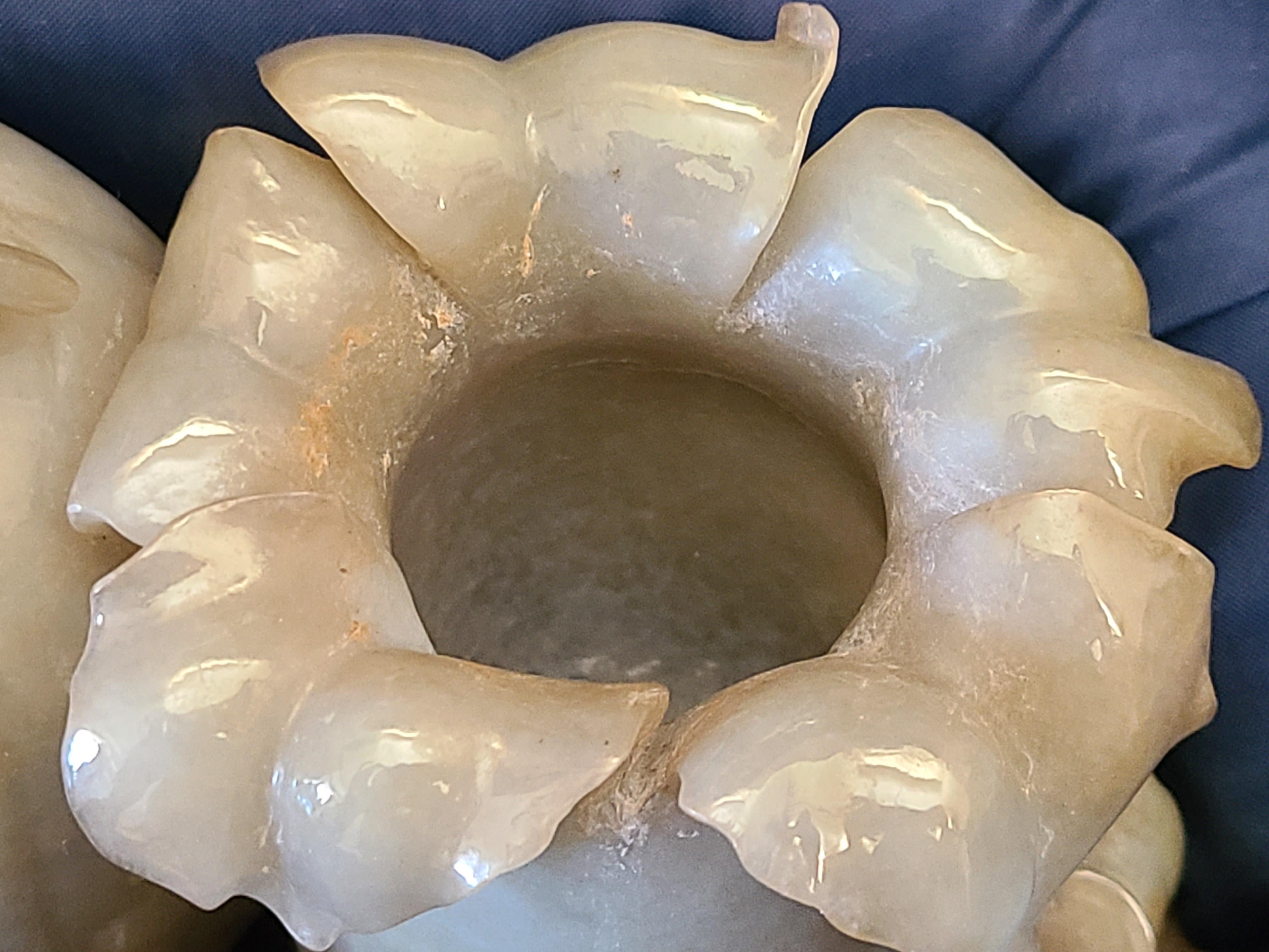 Natural Gray Green and Brown Jadeite Jade Carved Pumpkin Floral Vase For Sale 2