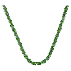 Collier de tennis Diopside en argent sterling 19 carats et chrome naturel vert