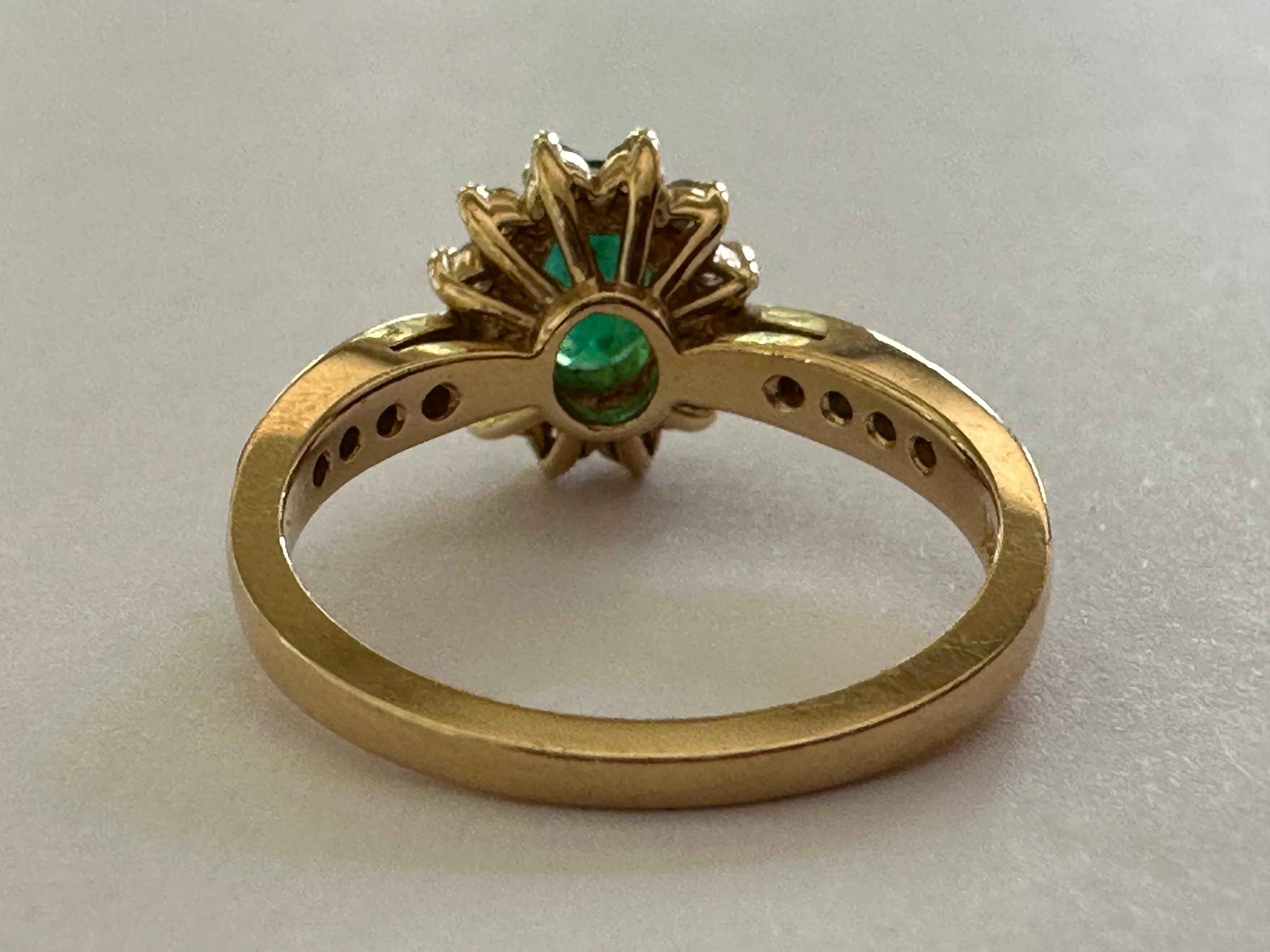 Oval Cut Natural Green Emerald and Diamond Ring For Sale