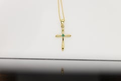 Natural Green Emerald Cross Pendant Sterling Silver Cross