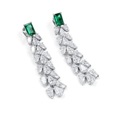 Natural Green Emerald Earrings 1.58 Ct. Octagonal Shape Solid Gold GIA Certified