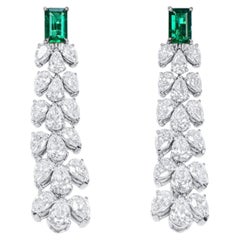 Natural Green Emerald Earrings 1.58 Ct. Octagonal Shape Solid Gold GIA Certified