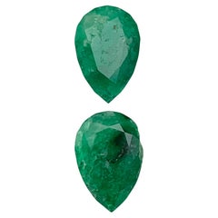 Natural Green Emerald Loose Gemstone Pair 2.90 Ct Pear Cut for Earrings Jewelry