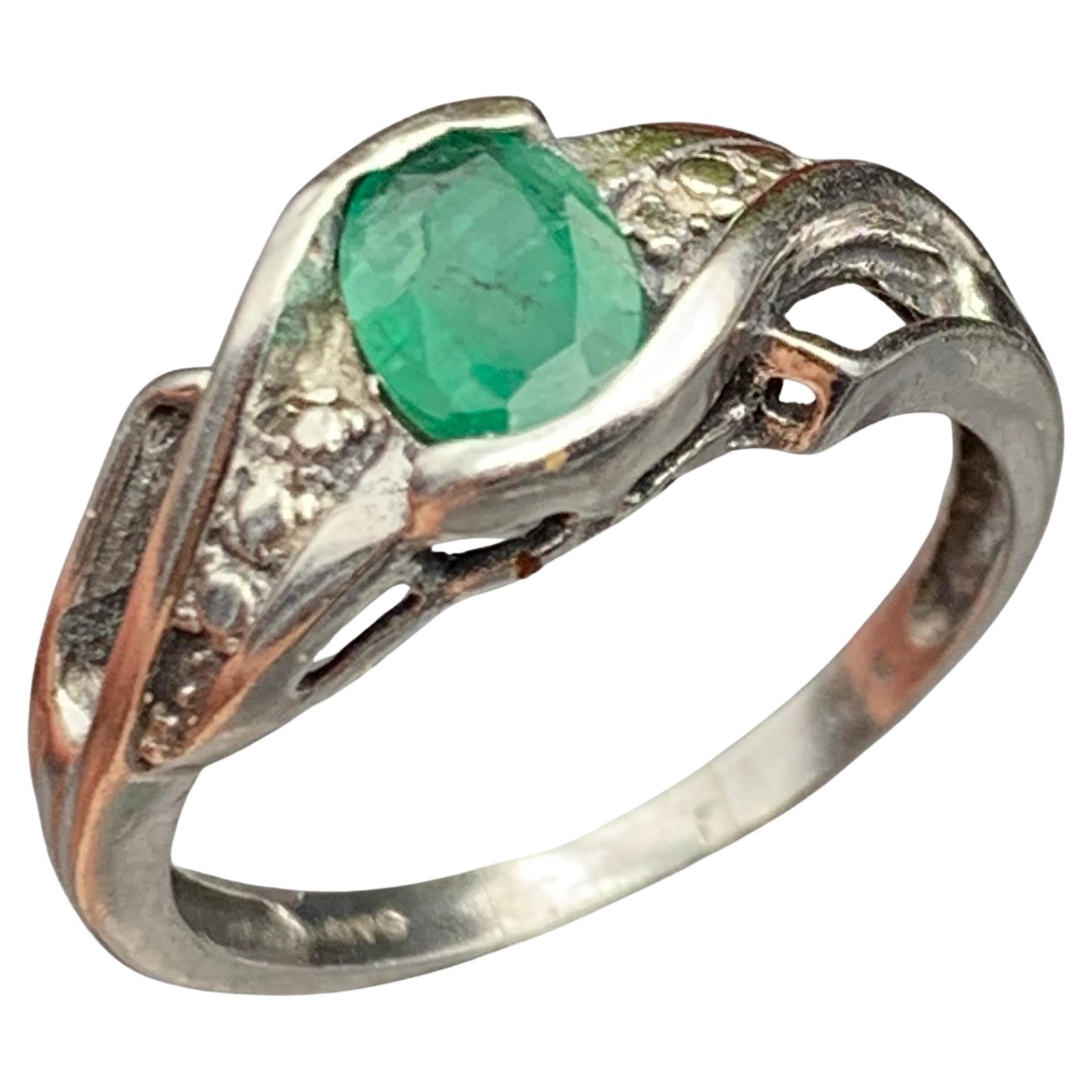 Natural Green Emerald Oval Cut Statement Ring in Handcrafted 925 Sterling Silver