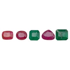 Natural Green Emerald & Reddish Pink Ruby 2.82 Ct Mix Cut Loose Gemstones Parcel