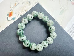 Natural Green Jade Bracelet for Luck and Peace, Authentic Burmese Jadeite Beaded