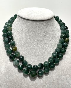 Natural Green Jadeite Jade Bead Necklace