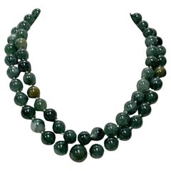 Natural Green Jadeite Jade Bead Necklace