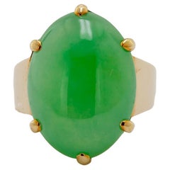Anello in oro giallo con giada verde naturale "certificato dal GIA".