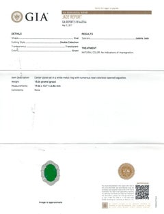 Natural Green Jadiete Jade Stone 14.70 cts in 18KWG Ring w Diamonds / GIA Report