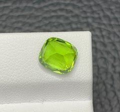 Natural Green Peridot Gemstone: 2.93 Carat Cushion Cut August Birthstone