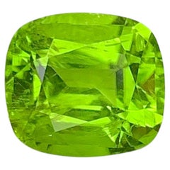 Natural Green Peridot Gemstone: 2.93 Carat Cushion Cut August Birthstone