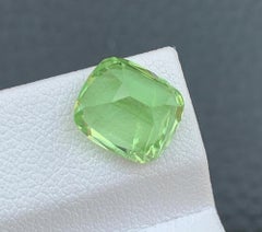Natural Green Peridot Gemstone: 4.70 Cushion Cut August Birthstone