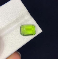 Natural Green Peridot Gemstone: 4.73 Carat Emerald Cut Peridot From Pakistan