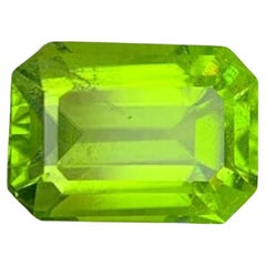 Natural Green Peridot Gemstone: 4.73 Carat Emerald Cut Peridot From Pakistan