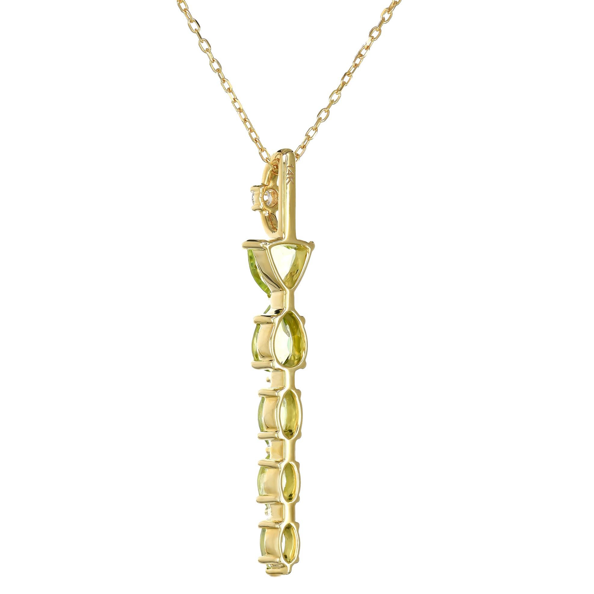 Pendentif jaune 14 carats serti d'un péridot vert naturel de 1,46 carat Neuf - En vente à Los Angeles, CA