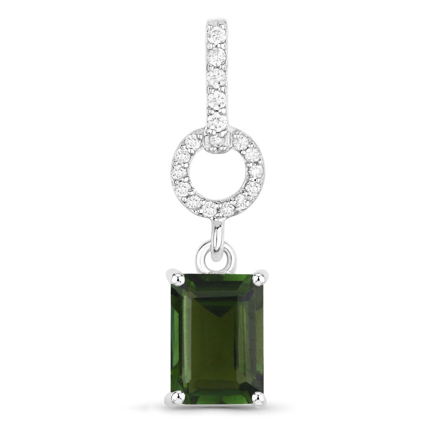 Natural Green Tourmaline and Diamond Dangle Earrings 2.30 Carats 14k White Gold In Excellent Condition For Sale In Laguna Niguel, CA