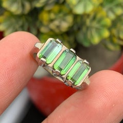 Natural Green Tourmaline Band Ring in 925 Sterling Silver — Handmade Jewelry