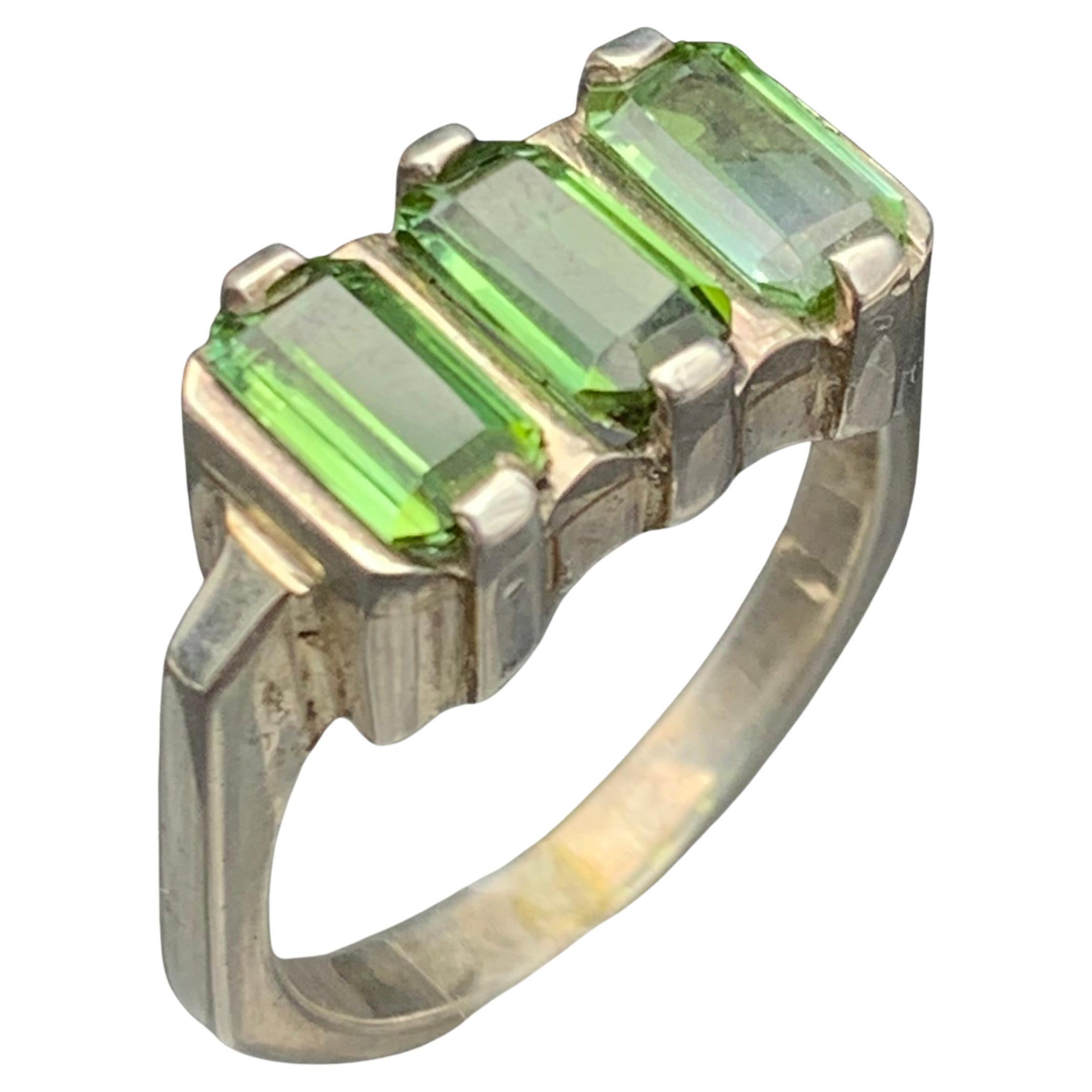 Anello a fascia con tormalina verde naturale in argento 925 - Gioielli fatti a mano