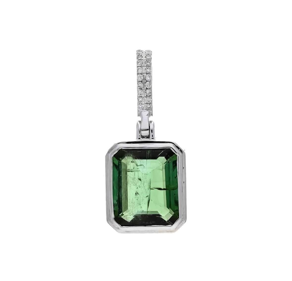 Pendentif en or 14k avec diamant et tourmaline verte naturelle Neuf - En vente à jaipur, IN
