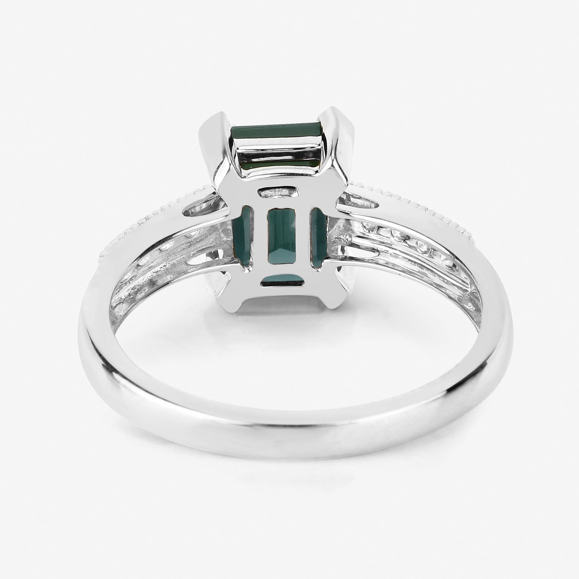Natural Green Tourmaline & Diamond Ring 1.90 Carats 14k White Gold In New Condition For Sale In Laguna Niguel, CA