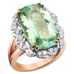 Natürlicher grüner Turmalin Edelstein 9,32 cts in 14KR, W&Y Gold Ring mit Diamanten