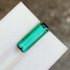 Natural Green Tourmaline Long Emerald Cut Gemstone for Pendant Jewelry 18mm