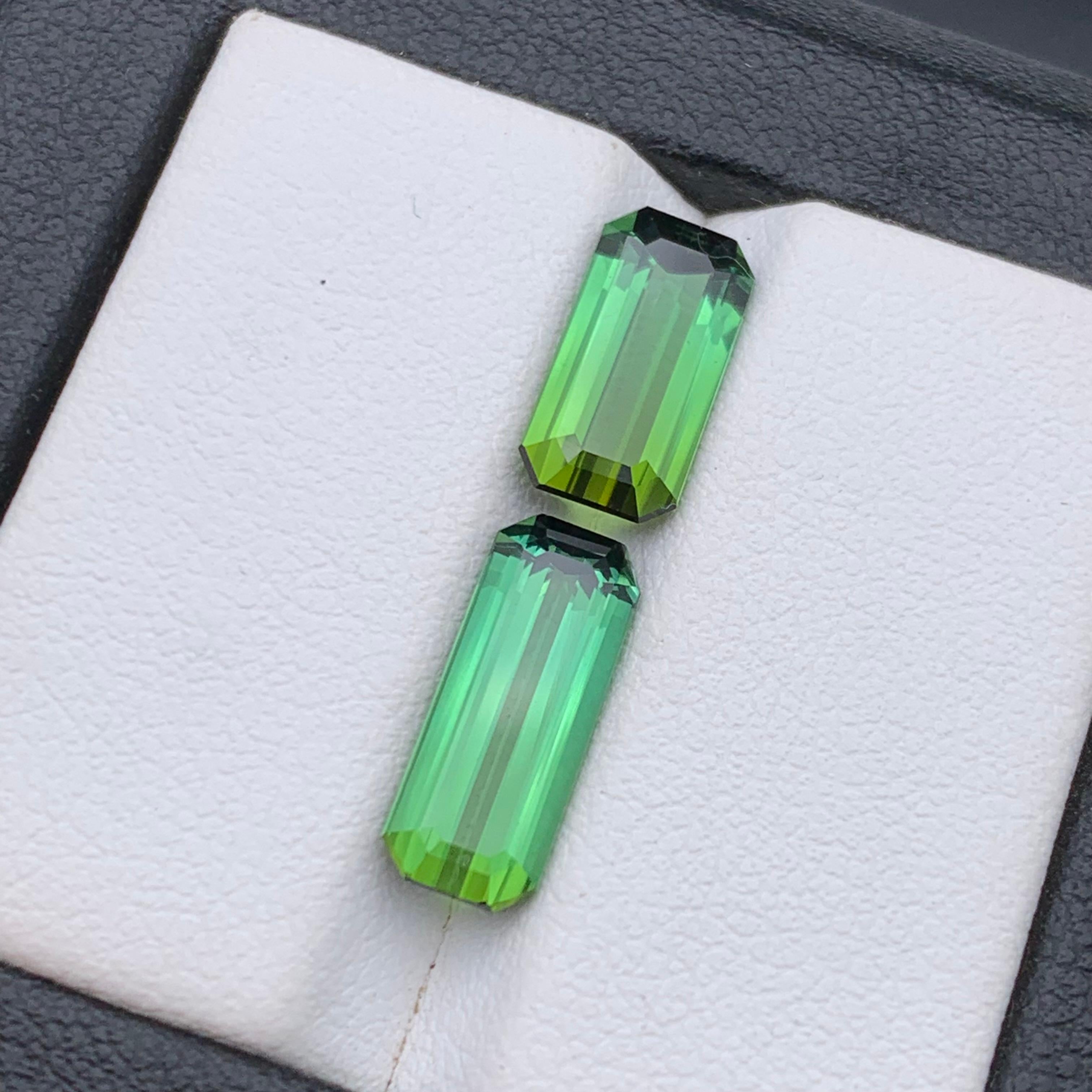 Natural Green Tourmaline Ring, Pendant Loose Gemstones 5.30 Ct Emerald Cut-Jewel For Sale 5