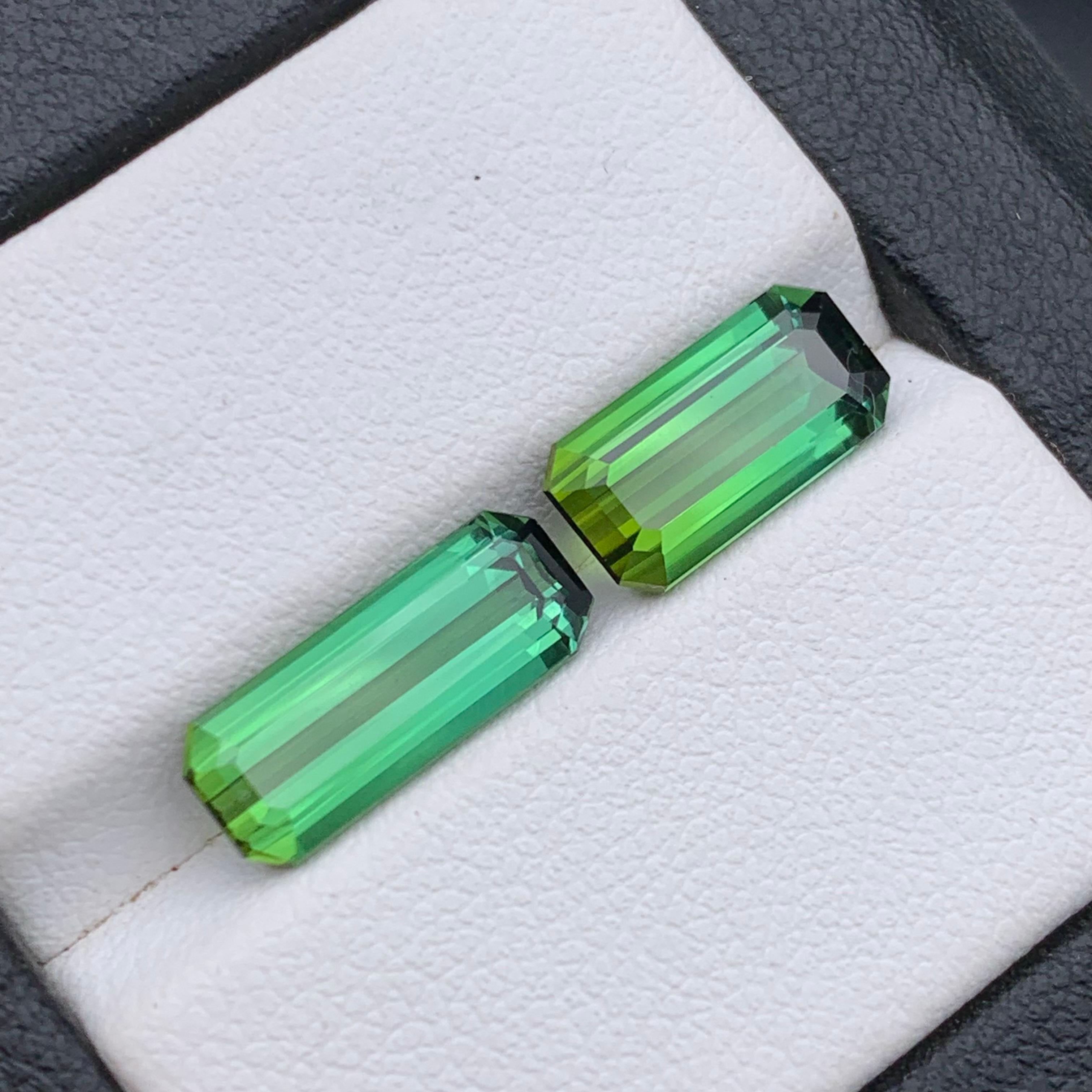 Natural Green Tourmaline Ring, Pendant Loose Gemstones 5.30 Ct Emerald Cut-Jewel For Sale 7