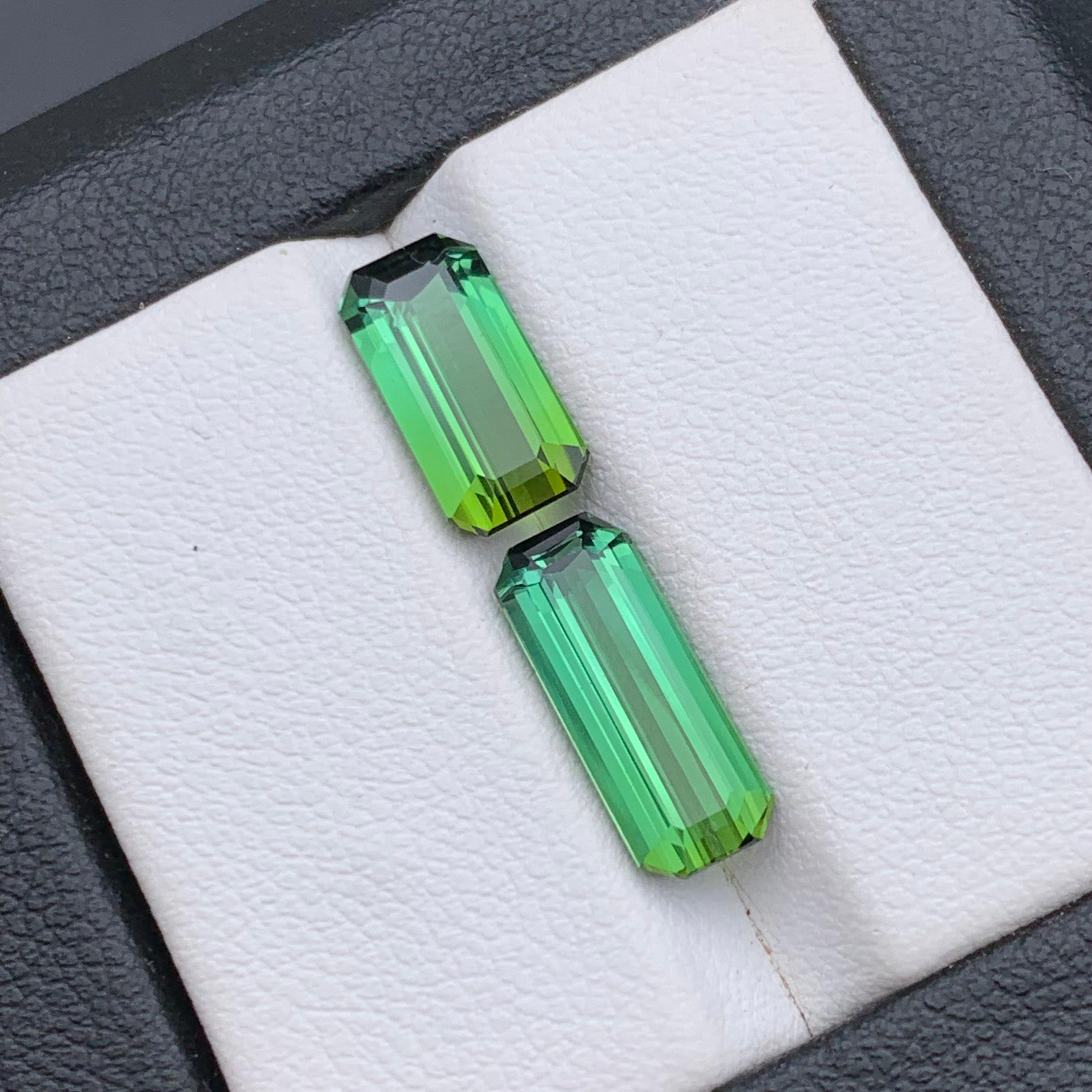 Contemporary Natural Green Tourmaline Ring, Pendant Loose Gemstones 5.30 Ct Emerald Cut-Jewel For Sale