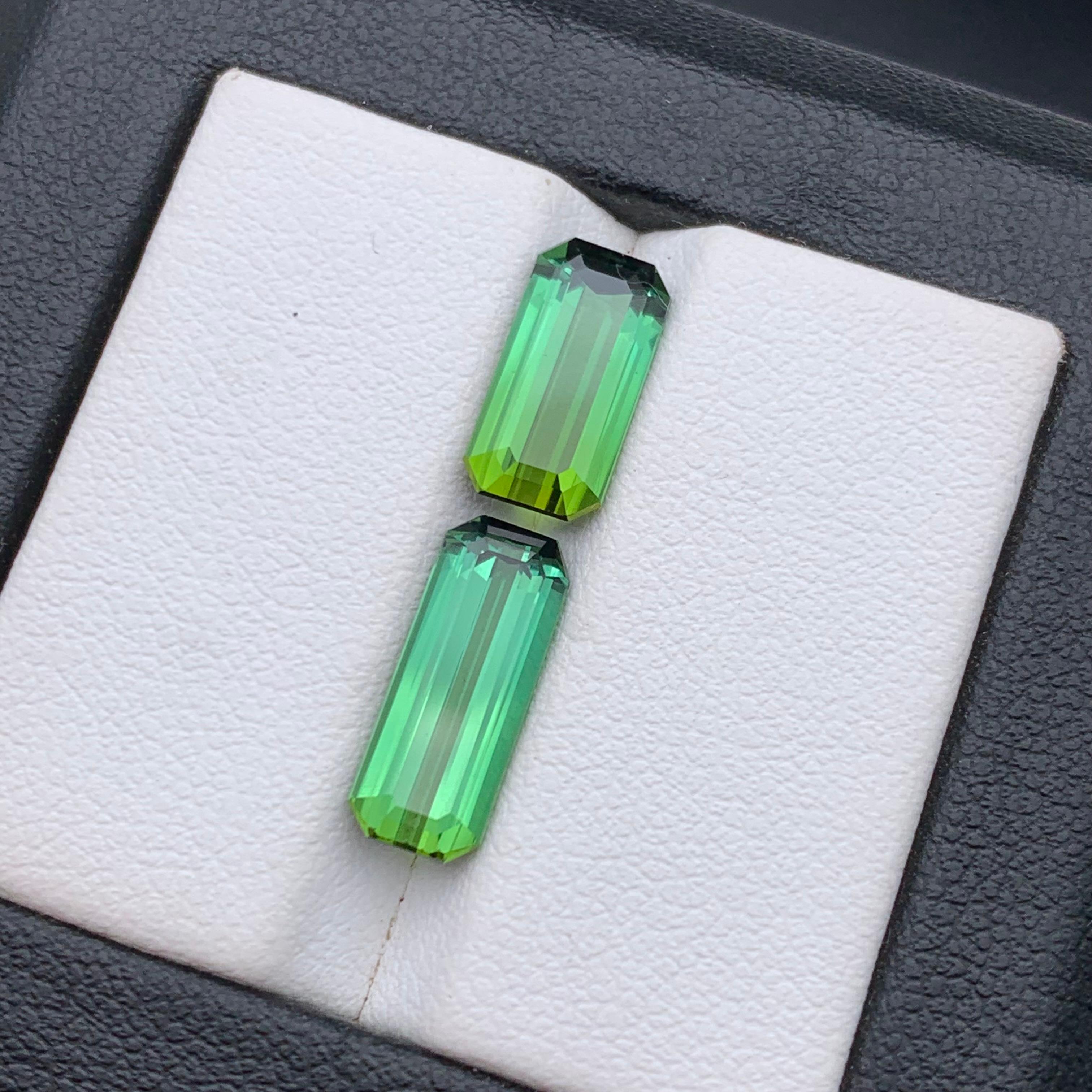 Women's or Men's Natural Green Tourmaline Ring, Pendant Loose Gemstones 5.30 Ct Emerald Cut-Jewel For Sale